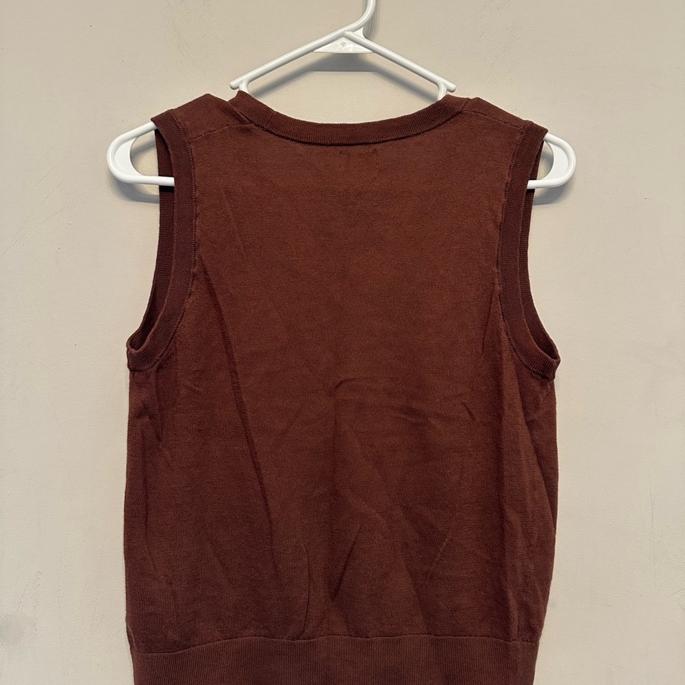 Vintage Y2K Era J. Crew Simple Brown Sweater Vest Size Small - Picture 6 of 7